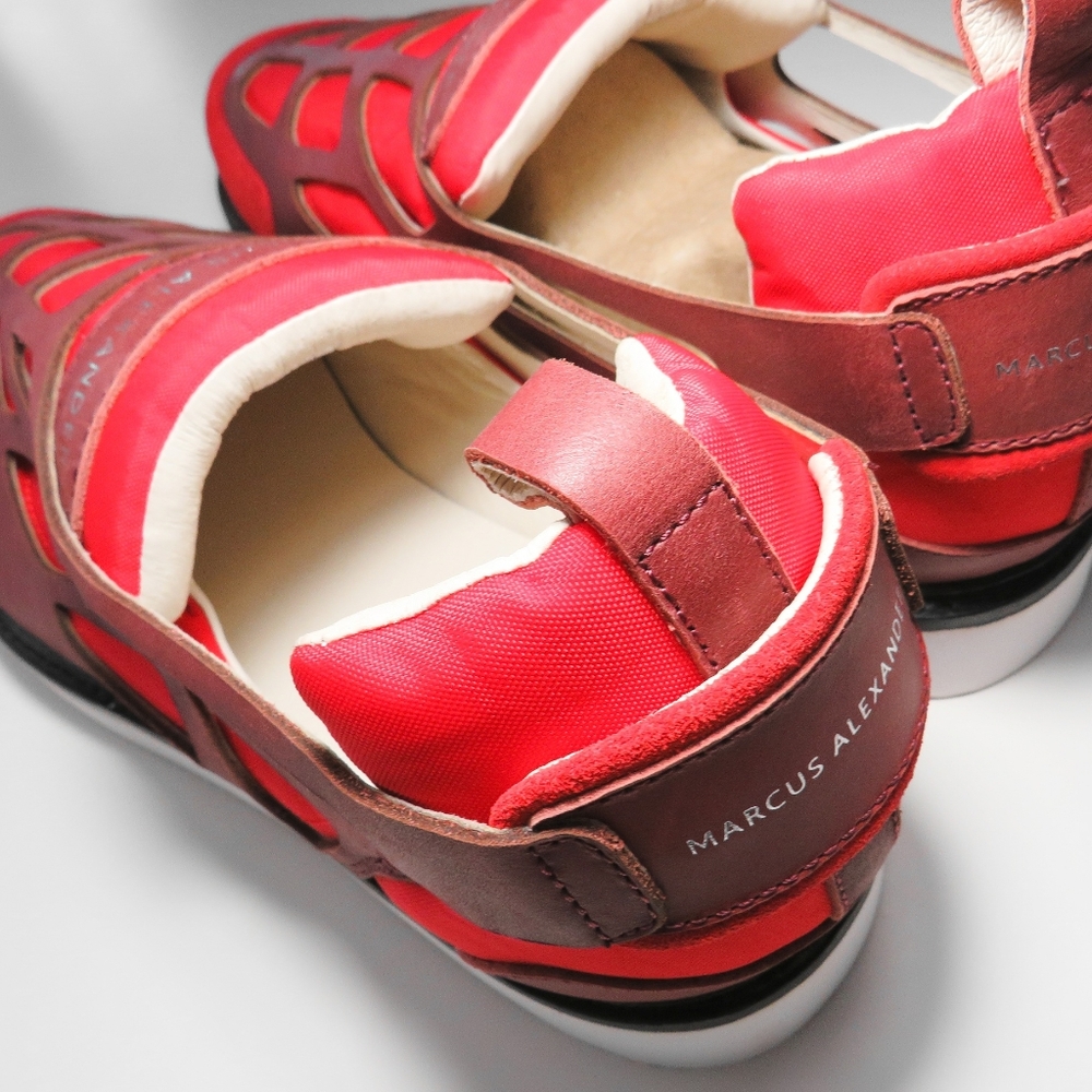 ✨Marcus Alexander Ehlo Red Low Top Sneaker Men’s size 13 Genuine Leather $365 - Picture 3 of 9